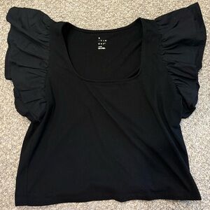 A New Day Black Flutter Sleeve Blouse